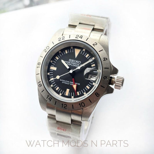 WMNP Exclusive Seiko mod vintage 39mm explorer 2. Dengan Seiko Movement Cal NH34 GMT