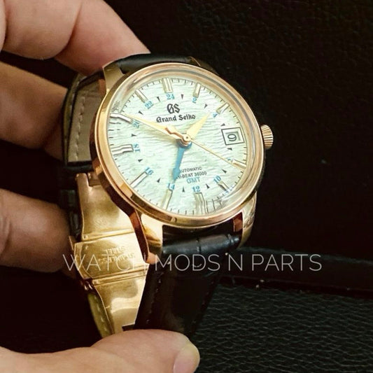 Custom Mod Grand Seiko GS GMT 33mm Ladies Watch white ripple dial on your choice of watch band