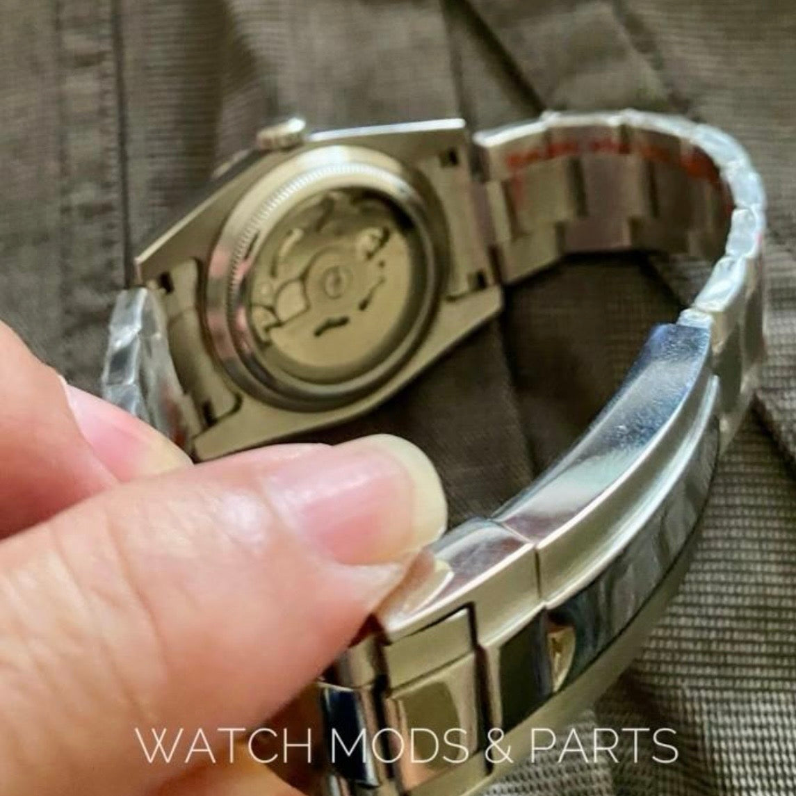 Custom Mod Grand Seiko GS GMT NH34 36mm Blue Ripple dial on Oyster Bracelet