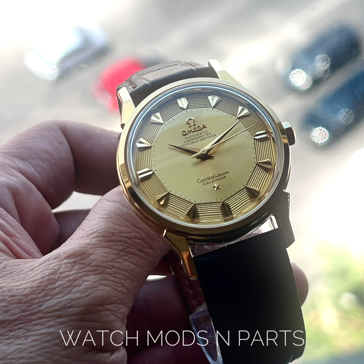 An Omega Constellation Pie Pan Gold dial