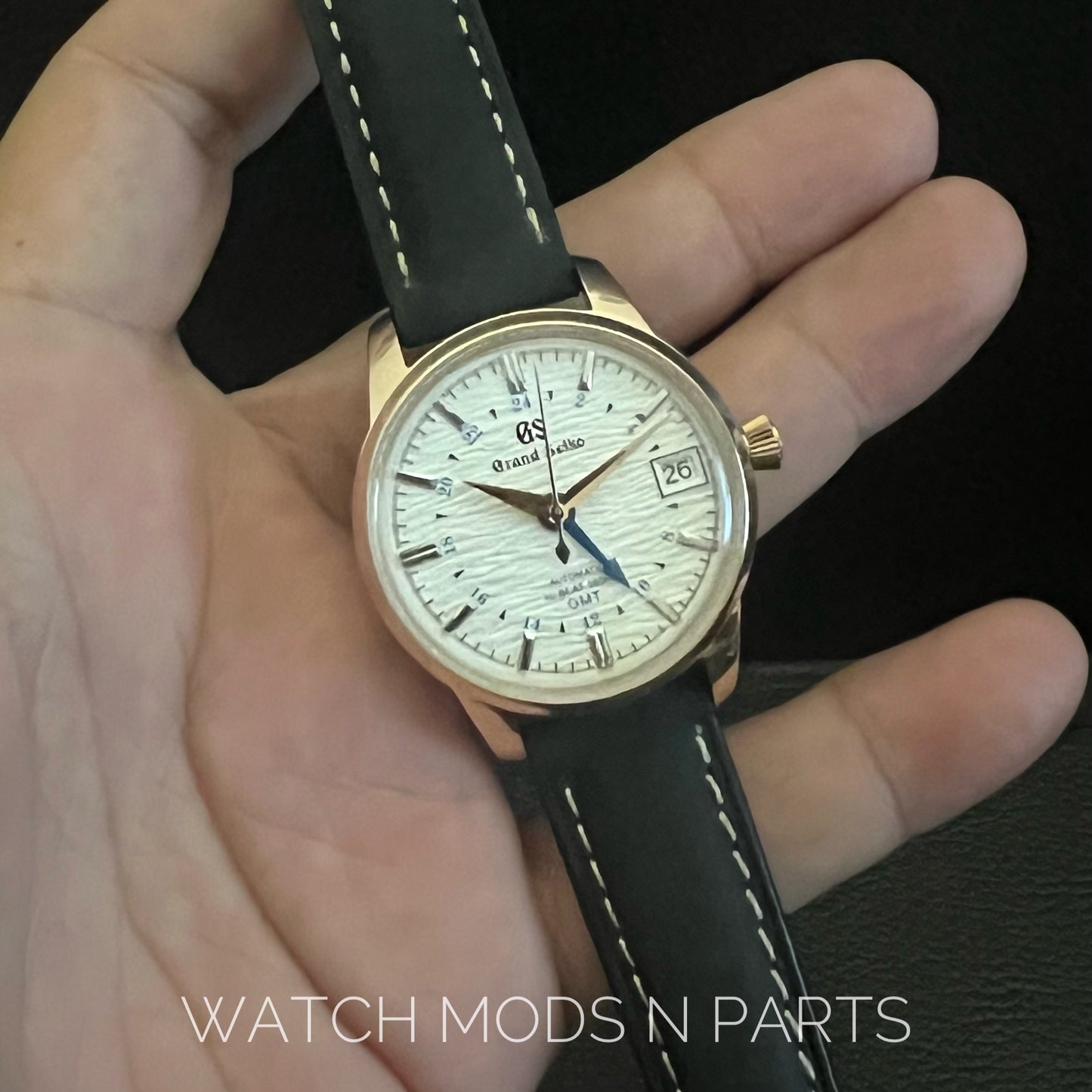 Custom Mod Grand Seiko GS GMT 33mm Ladies Watch white ripple dial on your choice of watch band