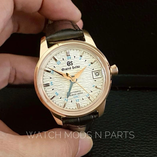 Custom Mod Grand Seiko GS GMT 33mm Ladies Watch white ripple dial on your choice of watch band