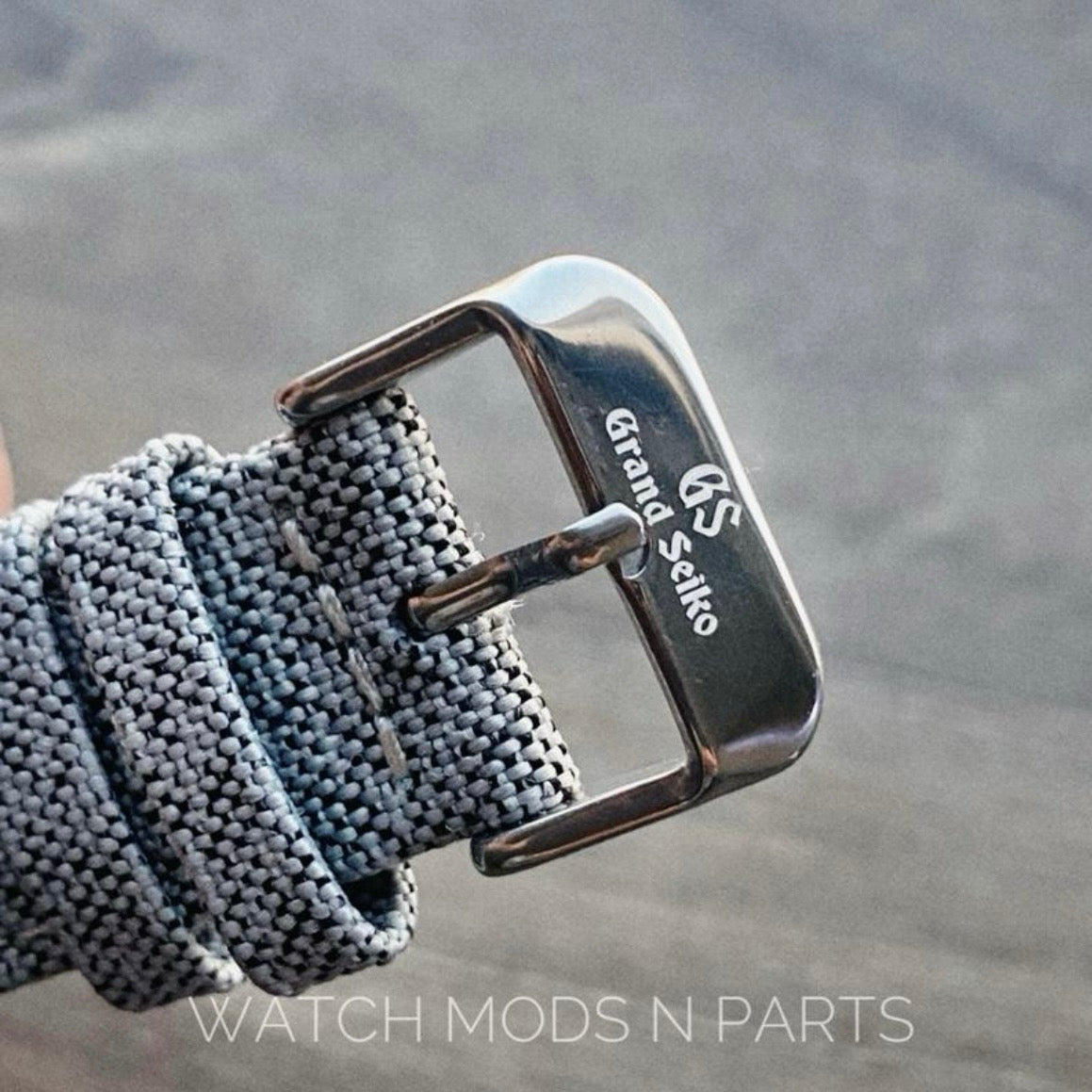 Custom Mod Grand Seiko GS GMT 40mm Watch White Ripple dial Grey Sailcloth Strap