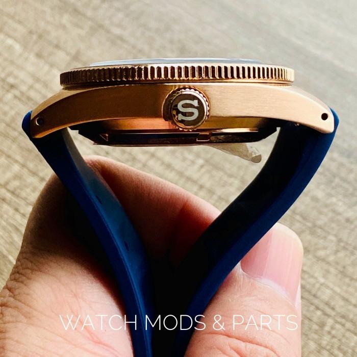 WMNP Seiko Mod 62mas 39.5mm rosegold enamel dial, water dives waffle strap rosegold buckle Seiko NH35