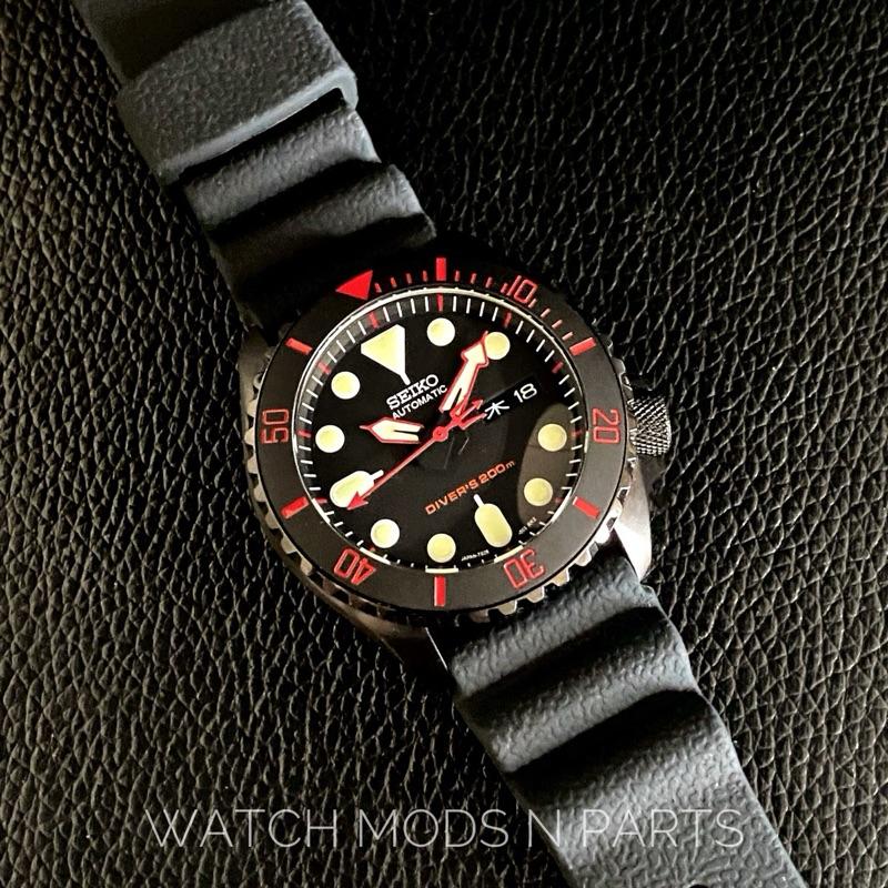 WMNP Exclusive Seiko SKX Mod 41mm Red Poseidon Divers dial Kanji Day with Seiko Movement nh36