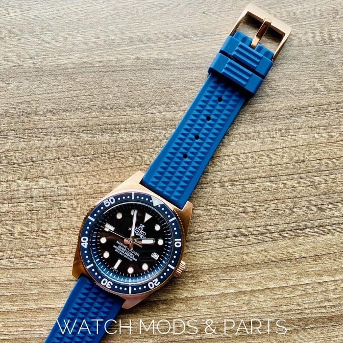 WMNP Seiko Mod 62mas 39.5mm rosegold enamel dial, water dives waffle strap rosegold buckle Seiko NH35