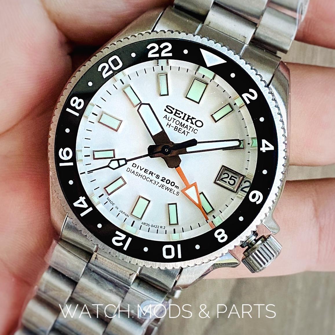 WMNP Exclusive Seiko Skx013 GMT mod diameter 37mm white dial 62mas with Seiko Movement nh34