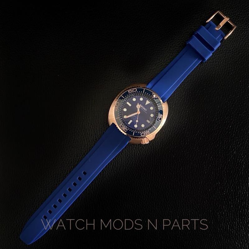 WMNP Seiko Mod Rare Captain Willard on Sub Blue Rose Gold dengan movement Seiko NH35 dan royal blue rubber strap