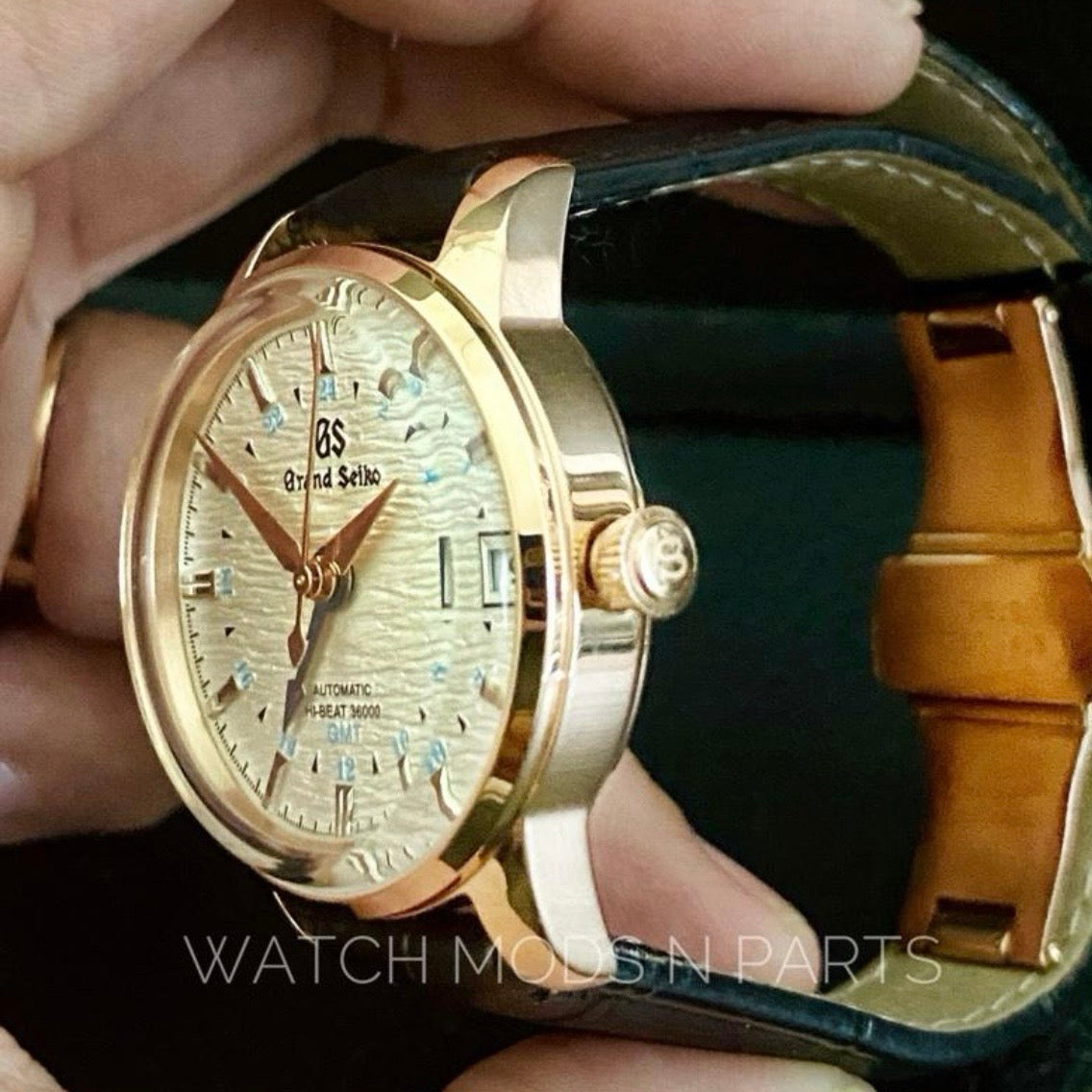 Custom Mod Grand Seiko GS GMT 33mm Ladies Watch white ripple dial on your choice of watch band