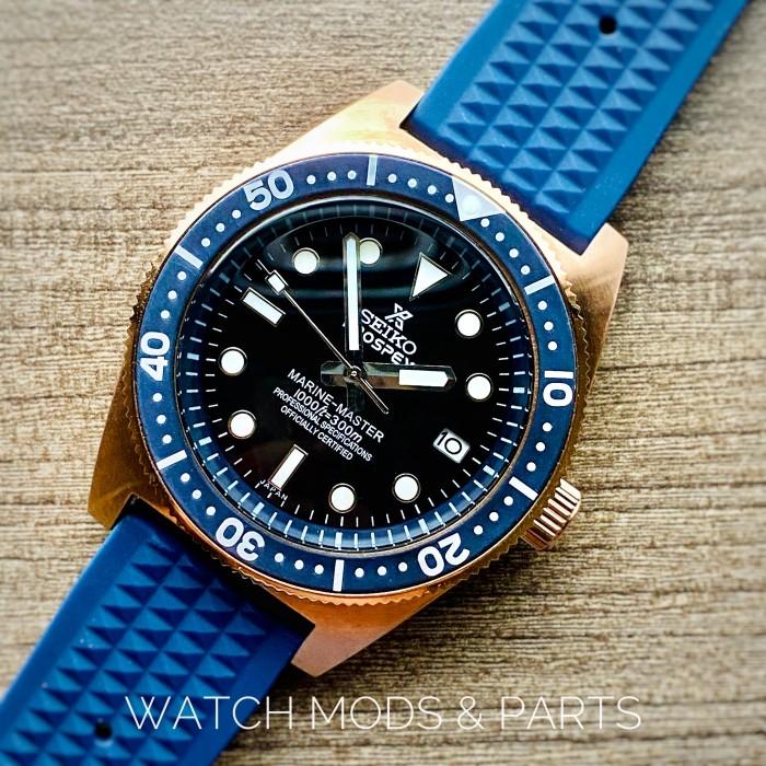 WMNP Seiko Mod 62mas 39.5mm rosegold enamel dial, water dives waffle strap rosegold buckle Seiko NH35