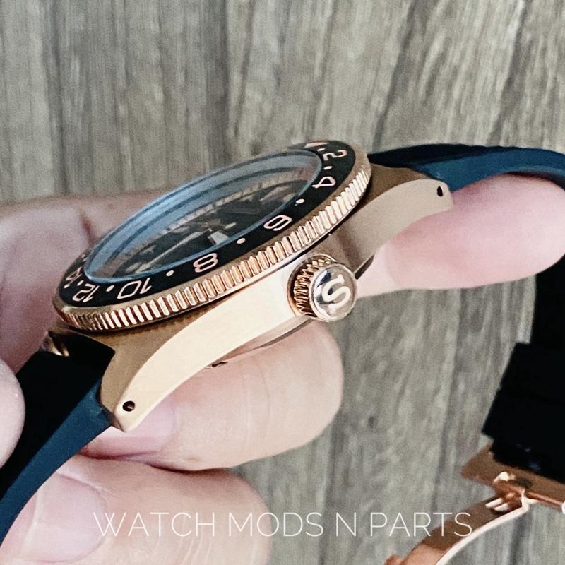 Seiko 62mas classic 39.5mm with Coin bezel, Marine Master Dial Hands and waffle strap with butterfly clasp