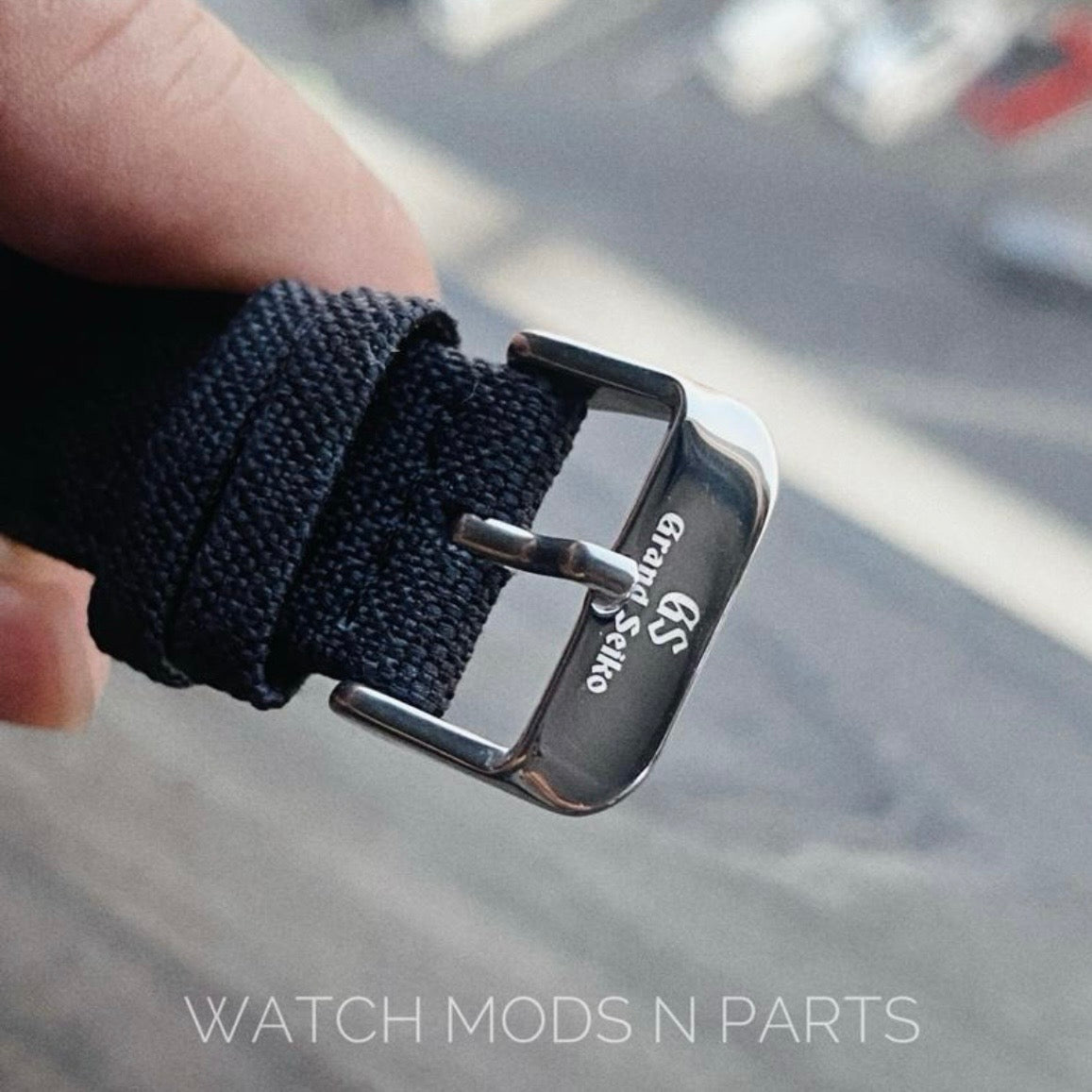 Custom Mod Grand Seiko GS GMT 40mm Watch Black Ripple dial Black Sailcloth Strap