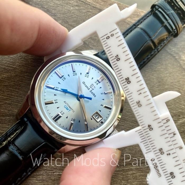 Custom Mod Grand Seiko GS GMT 39mm Watch Blue dial black croco strap