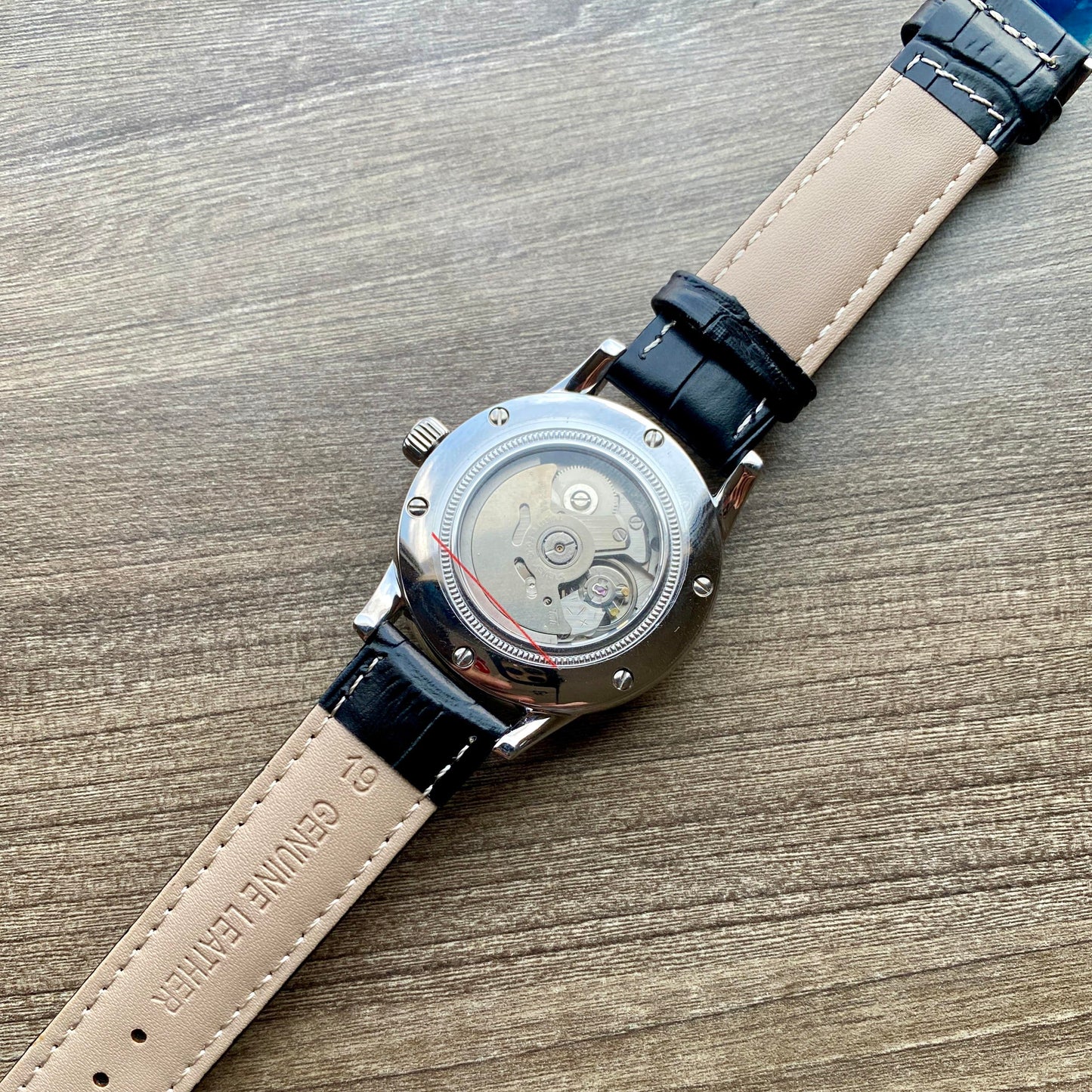 Custom Mod Grand Seiko GS GMT 39mm Watch Blue dial black croco strap