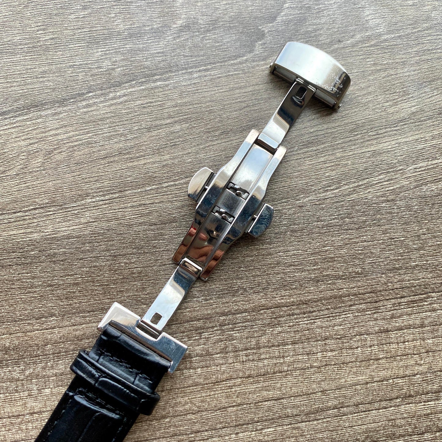 Custom Mod Grand Seiko GS GMT 39mm Watch Blue dial black croco strap