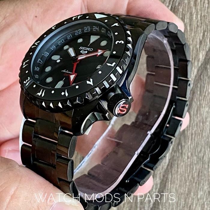 WMNP Seiko Mod Full lume GMT Chapter Ring and Bezel with GMT skx style 42mm Black Body Seiko Automatic Movement NH34