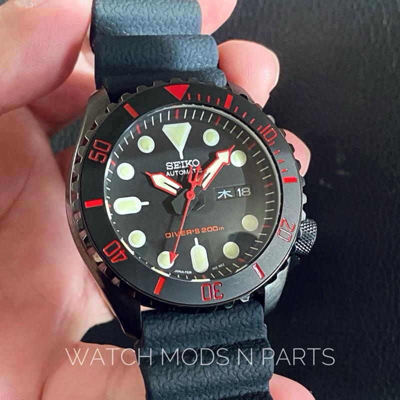 WMNP Exclusive Seiko SKX Mod 41mm Red Poseidon Divers dial Kanji Day with Seiko Movement nh36