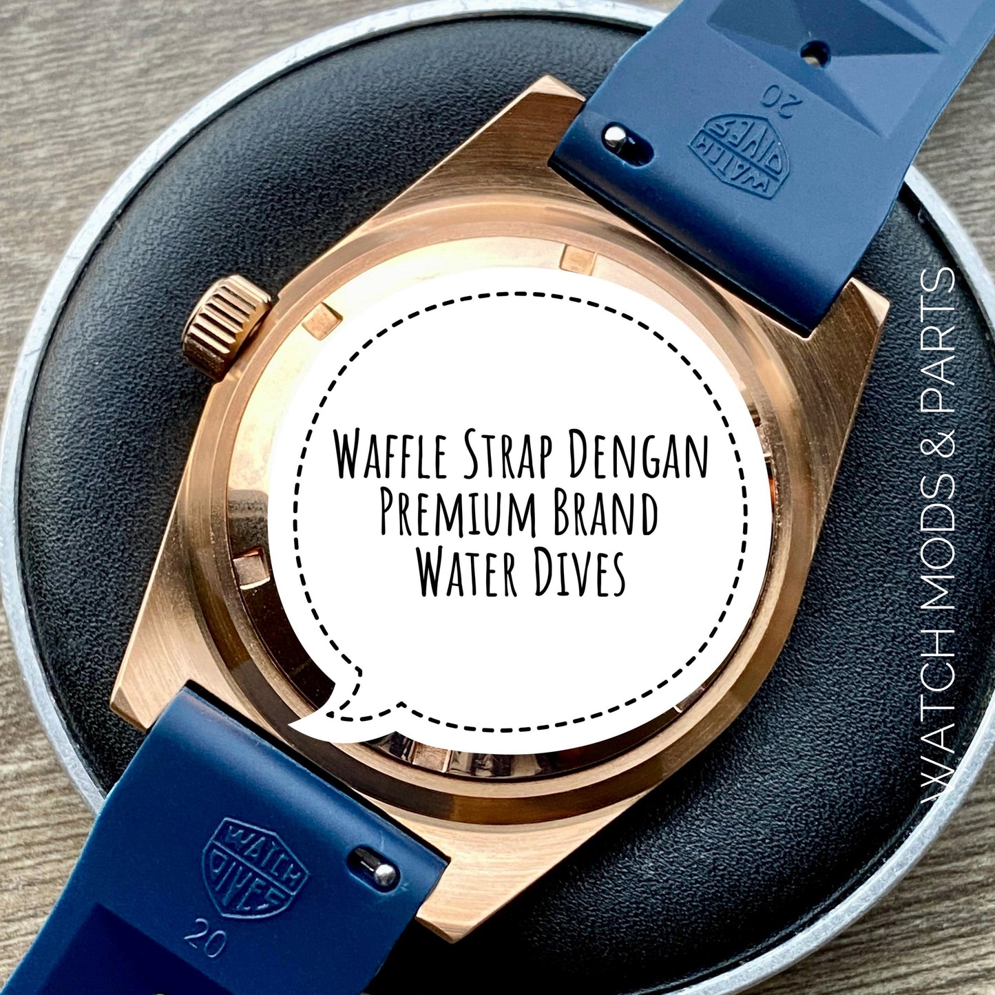 WMNP Seiko Mod 62mas 39.5mm rosegold enamel dial, water dives waffle strap rosegold buckle Seiko NH35