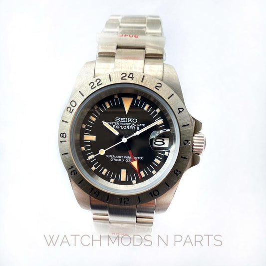 WMNP Exclusive Seiko mod vintage 39mm explorer 2. Dengan Seiko Movement Cal NH34 GMT
